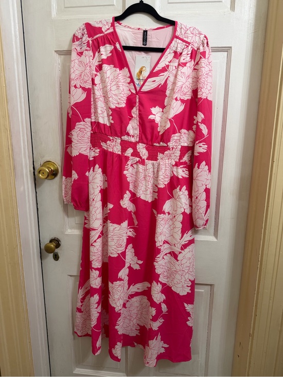 PrettyGarden Dresses & Skirts - NWT Floral Pink Maxi Dress with White Bloom Print